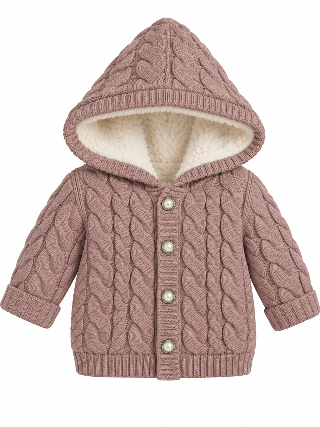 cardigan tricotat imblanit fetite caramiziu IMOLA1