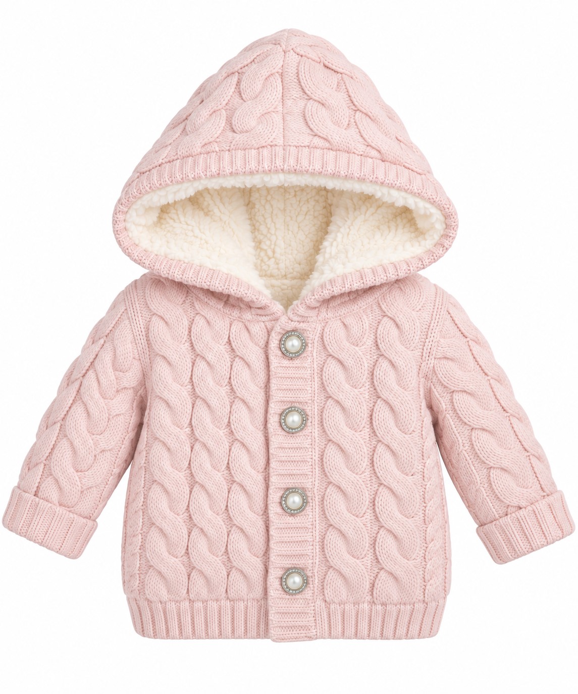 cardigan tricotat imblanit fetite roz IMOLA