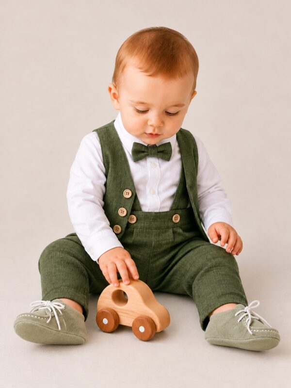 Costum botez baieti CATALIN verde olive