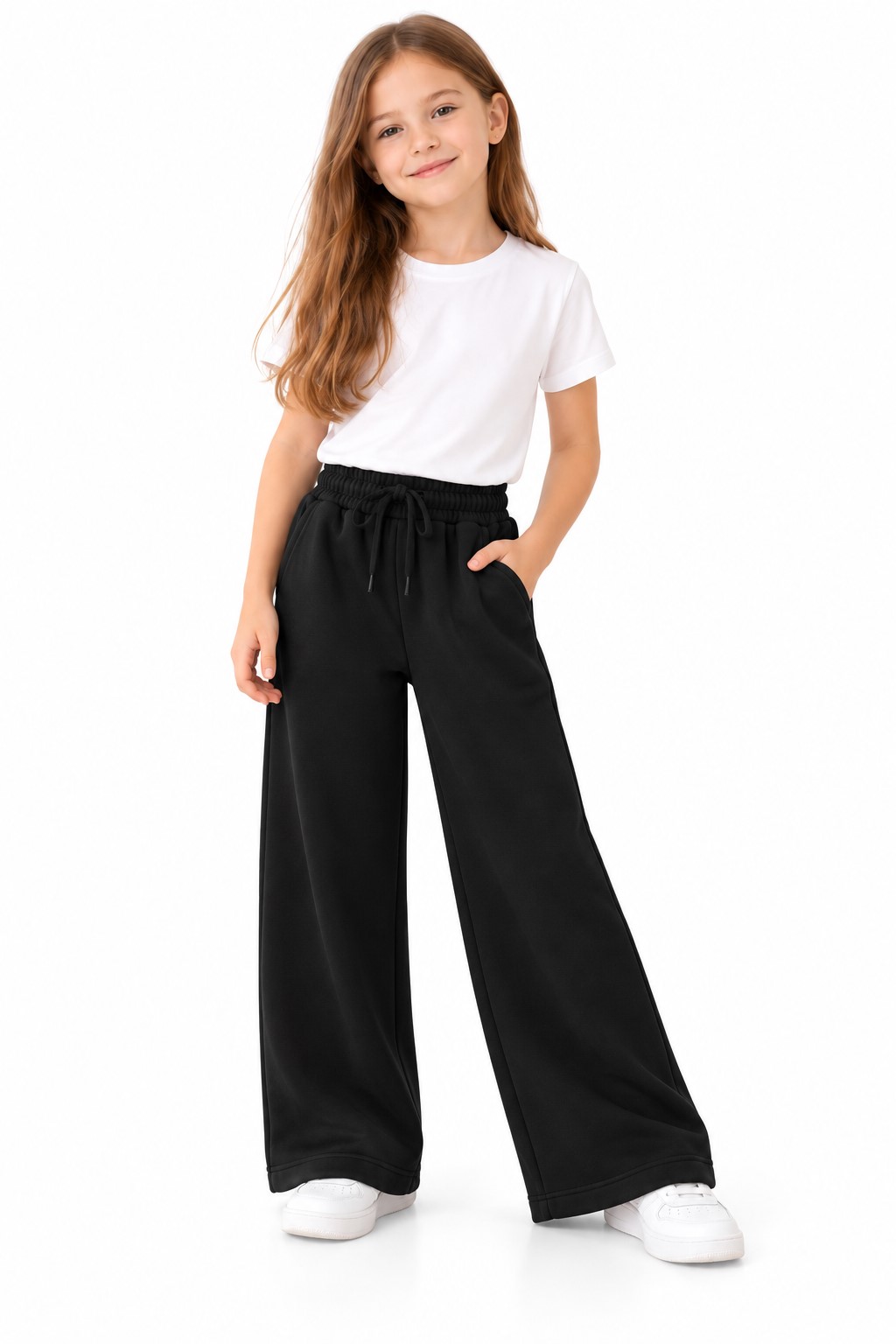 pantaloni fete evazati negri