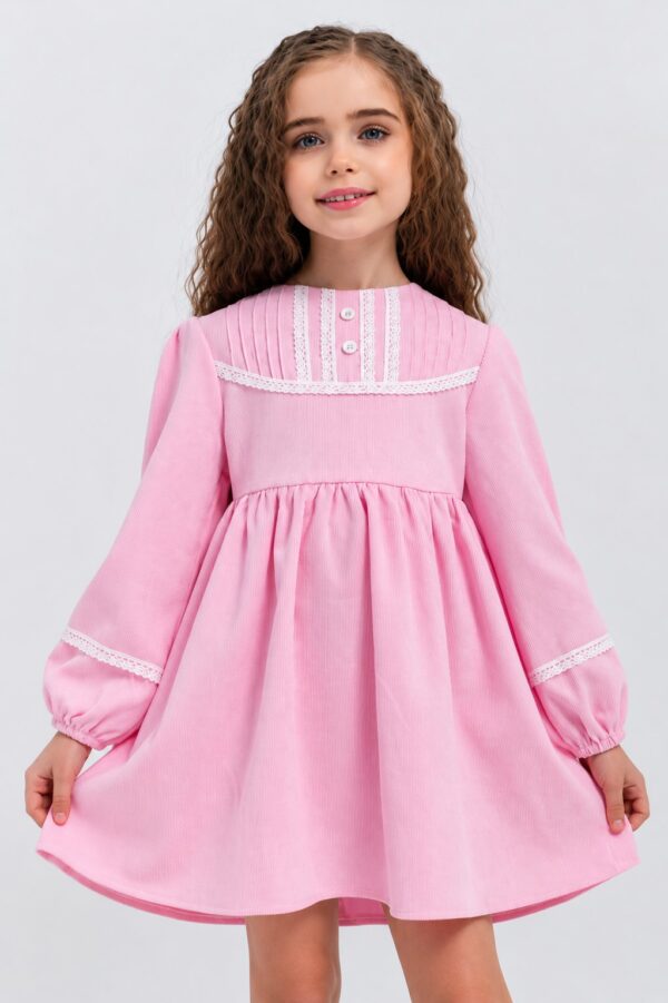 Rochie catifea raiata fete HANNY roz